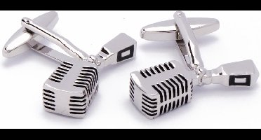 Manchetknopen - Microfoon Zwart Vintage