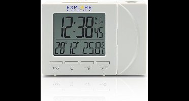 Explore Scientific RDP1001 radio gestuurde digitale projectiewekker | Groot display | Dag - Datum aanduiding | Thermometer | Wit