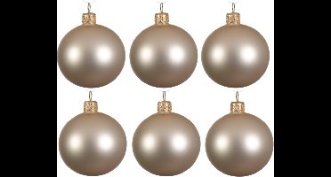 Decoris Kerstballen set - 12x stuks - parel/champagne - glas - 6 cm - mat - kerstversiering