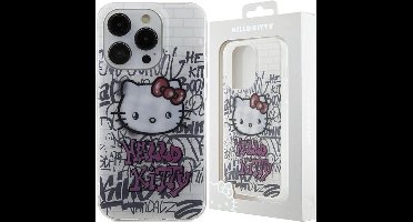 Hello - Kitty - IML Kitty On Bricks Graffiti hoesje voor iPhone - 13 - Pro - Max - wit