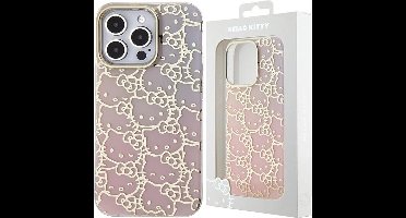 Hello - Kitty - IML Gradient Electrop Crowded Kitty Hoofdhoes voor iPhone - 13 - Pro - Max - Roze