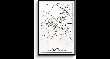 Poster in lijst - Fotolijst 80x120 cm - Posters - Kaart - Goor - Zwart - Wit - Posterlijst zwart - Decoratie - Wanddecoratie woonkamer - Muurdecoratie slaapkamer