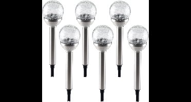 Grundig Solar tuinlamp - 6x - glazen bol - op zonne-energie - 25 cm - tuinverlichting