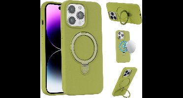 Geschikt voor iPhone 13 Pro Max Hoesje Met Magnetische Standaard - Telefoonhoesje - Backcase Cover - Backcover Case - Magnetisch Hoesje 13 Pro Max - Hoesje Met Standaard - Groen