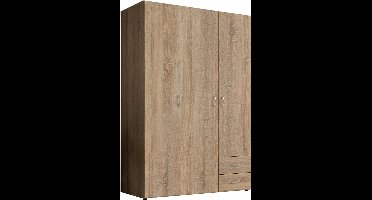 Kledingkast Baarlo - Kledingkast Slaapkamer - Eiken - Opbergkast met Deuren - 120x176x52 cm (BxHxD) - 3 Legplanken, 1 Roede & 2 Lades