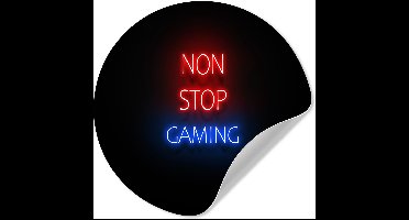 WallCircle® - Behangcirkel 140x140 cm - Muurstickers Tekst - Gaming - Non stop gaming - Neon - Zwart - Muurcirkel gaming room - Game kamer decoratie - Gameroom accessoires zelfklevend