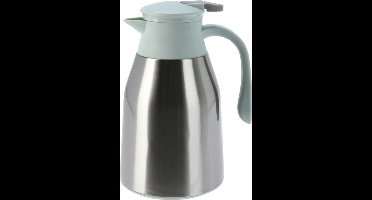 Excellent Houseware Koffiekan thermoskan - 1L - dubbelwandig - kunststof - groen - D14,5 x H26 cm