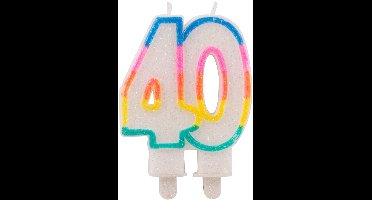 40 Jaar Glitterkaarsjes met 2 houders