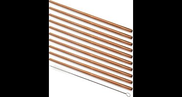 *** Herbruikbare Metalen Rietjes - RVS - 10 stuks - Rose Goud - Herbruikbare Metalen Rietjes - Rose Goud van Heble® ***
