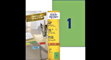 Etiket Avery Zweckform 3472 210x297mm A4 groen 100stuks