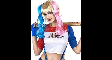 Vegaoo - Duivelse harlekijn pruik voor vrouwen - Gekleurd - One Size