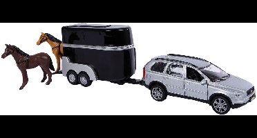 Kids Globe Die-cast Volvo XC90 met Paardentrailer, 27cm