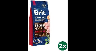 2x15 kg Brit premium by nature adult large breed hondenvoer