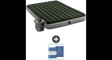 Intex Luchtbed - 2-Persoons - 152 x 203 x 25 cm - Groen - Inclusief pomp en Hoeslaken