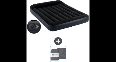 Intex Luchtbed - Twijfelaar - 137 x 191 x 25 cm - Blauw - Inclusief pomp en Hoeslaken