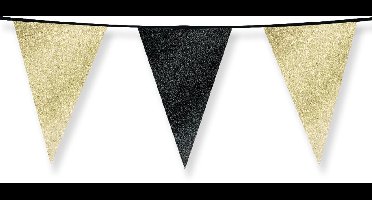 Glitter flags 20 x 30cm - Gold and black