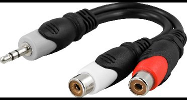Deltaco AA-6 3,5 mm 2 x RCA ho Zwart, Grijs, Rood kabeladapter/verloopstukje