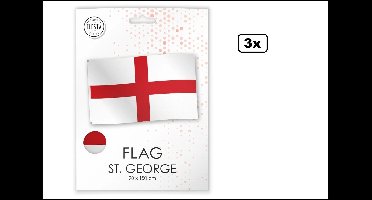 3x Luxe vlag Engeland 150cm x 90cm - vlag verpakt in luxe verpakking - St.George Landen festival thema feest fun verjaardag