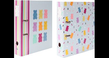 Kangaro ordner - B'LOG SWEET CANDY - formaat A4 - 2-rings - 2 stuks - met aardbeiengeur - AN-122589-A