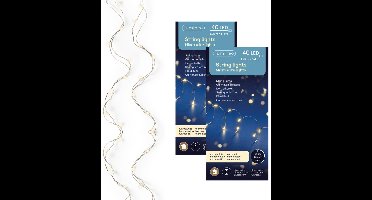 Lumineo Draadverlichting lichtsnoer - 2x - zilver - 40 led lampjes - warm wit - 195 cm - zilverdraad - timer - kerstverlichting