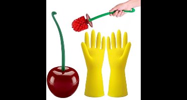 1 stuk kersentoiletborstel, 1 paar schoonmaakhandschoenen, nieuwe toiletborstel, toiletborstel en houder, toiletborstelset, badkamertoiletborstel