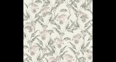 BLADEREN EN BLOEMEN BEHANG | Floraal - Wit Grijs Groen - Living Walls Drawn Into Nature