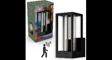 Senso LED Wandlamp buiten glas met bewegingssensor - Automatische lichtschakeling - Zwart