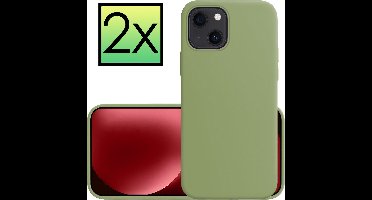 Hoesje - 2 Stuks - Geschikt voor Apple iPhone 15 Plus - Sterk & Shockproof - Case Siliconen - Back Cover - Telefoon Hoes - Groen
