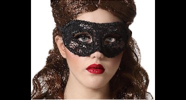 Verkleed oogmasker - zwart - kant patroon - volwassenen - Halloween/gemaskerd bal