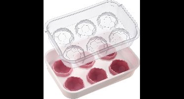 IJsblokjesmaker met deksel, voor het maken van 6 ijsblokjes, kunststof, kristal, transparant/rood/wit, 52312270, groot