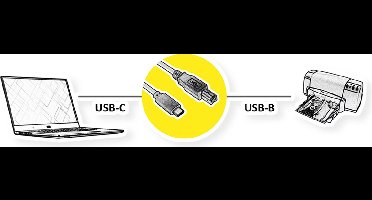 ROLINE USB2.0 Type C Kabel, C - B, M/M, zwart, 1,8 m