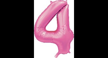 Folie Ballon Cijfer 4 Satin Roze XL 86 cm