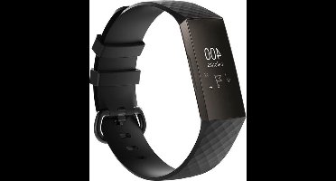 Shop4 - Geschikt voor Fitbit Charge 3 Bandje - Siliconen Zwart