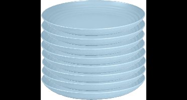 PlasticForte Rond bord/camping bord - 8x - D25 cm - ijsblauw - kunststof