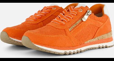 Marco Tozzi Perfo Sneakers oranje Textiel - Dames - Maat 38