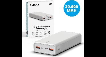 FlinQ Powerbank 20.000mAh -Snellader voor 3 apparaten tegelijk opladen - Quick Charge PD - Powerbanks Handig voor noodpakket - Incl. USB-Kabel