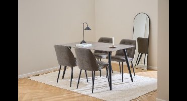 Giga Living Eetkamerstoel Zion - Grijs - Stof & Staal - 50x55x84 cm - Set van 2