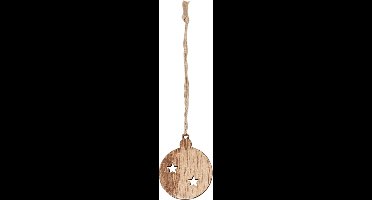 Hanger | hout | 4x5cm | Kerstbal | naturel | 24 stuks