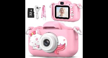 Sounix Digitale Kindercamera - 32GB SD-kaart - 1080P video - Digitale Kindercamera HD 1080p - Fototoestel voor Kinderen - Roze Kat