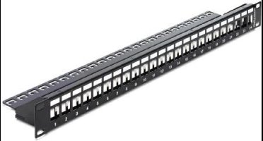 Premium 19'' Patch Panel 1U voor 24 Keystone modules / zwart