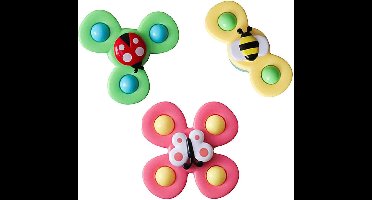 oCreon Speelgoedtol met Zuignap - Sensorisch Babyspeelgoed - 3 Stuks Insect - Tafelzuiger & Spinner