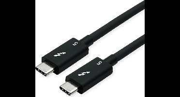 ROLINE Thunderbolt™ 5 kabel, C-C, M/M, 8K UHD-2, 80Gbit/s, 240W, passief, zwart, 1 m