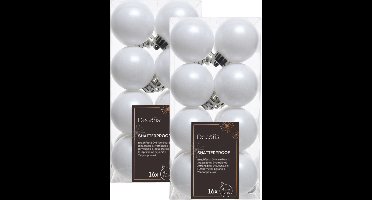 32x Winter witte kunststof kerstballen 4 cm - Mat- Onbreekbare plastic kerstballen - Kerstboomversiering winter wit