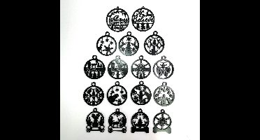 MGM Trading® - 17 Kerstballen - 6mm Zwart MDF - 10cm hoog - Gelaserde kerstballen van 6mm dikke MDF - Kerstboom - DIY - 17 stuks - zwart