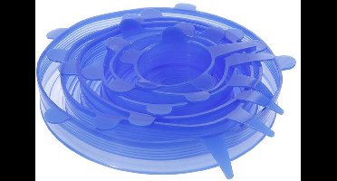 New Age Devi - Universeel Siliconen Vershoud Deksel - Herbruikbaar en Duurzaam - Blauw - 6 stuks in Diverse formaten - Stretch en Afsluitdeksel