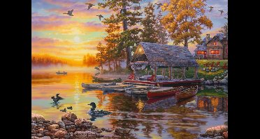 Schmidt puzzel Boathouse met kano's - 1000 stukjes landschap.