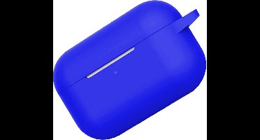 Hoes - Geschikt voor Apple AirPods Pro 2 - Siliconen Hoesje met Clip - Silicone Case Cover - Blauw