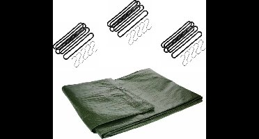 Talentools - Afdekzeil groen - 2 x 4 meter - met 15 spanrubbers - en S-haken