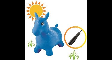 Opblaasbare Skippy-Pony Blauw met Pluche Hoes