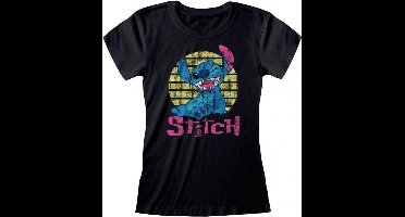 Lilo & Stitch - Vintage Stitch  Fitted T-Shirt Zwart